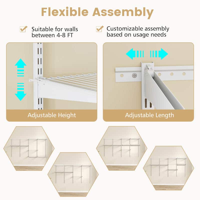 Costway 4-8 FT Wall-Mounted Closet Organizers and Storage System with - See Details