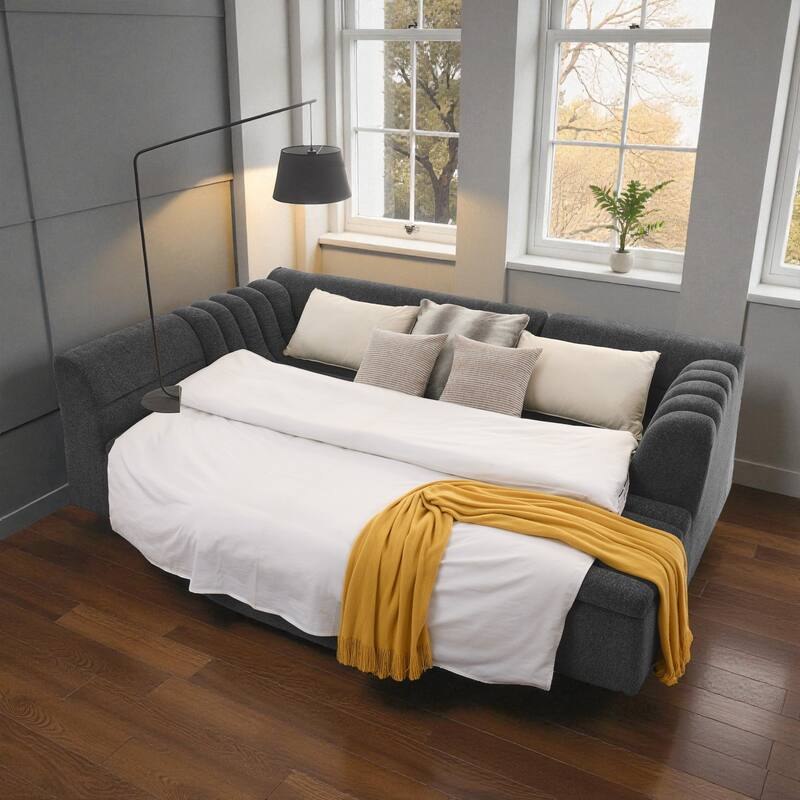 135" Chenille U-Shaped Modular Sectional Couch with Chaise, Movable Ottoman, Deep Seat Boneless Sofa for Living Room