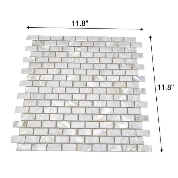Art3d White Opal Subway Pattern with Seams 12 in. x 12 in. Mother of Peral Tile (1-Pack) Art3d White Opal Subway Pattern with Seams 12 in. x 12 in. Mother of Peral Tile (1-Pack)
