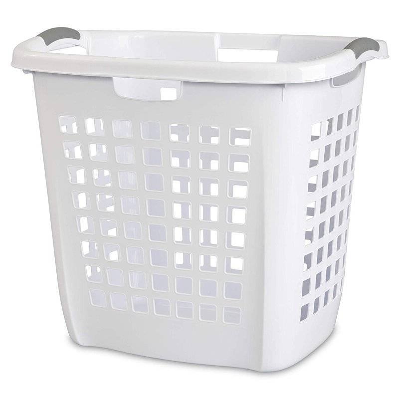 White Heavy Duty Plastic Laundry Baskets Set of 4 with Reinforced Rims and Handles - 17 x 22 x 20 (LxWxH)