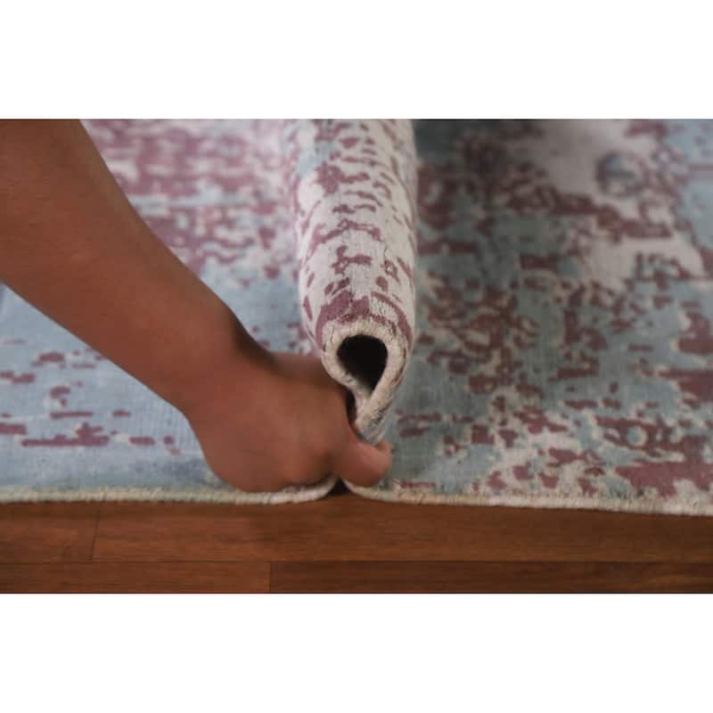 Modern Indian Abstract Rug Hand-Knotted Wool Carpet - 4'0"x 5'9"