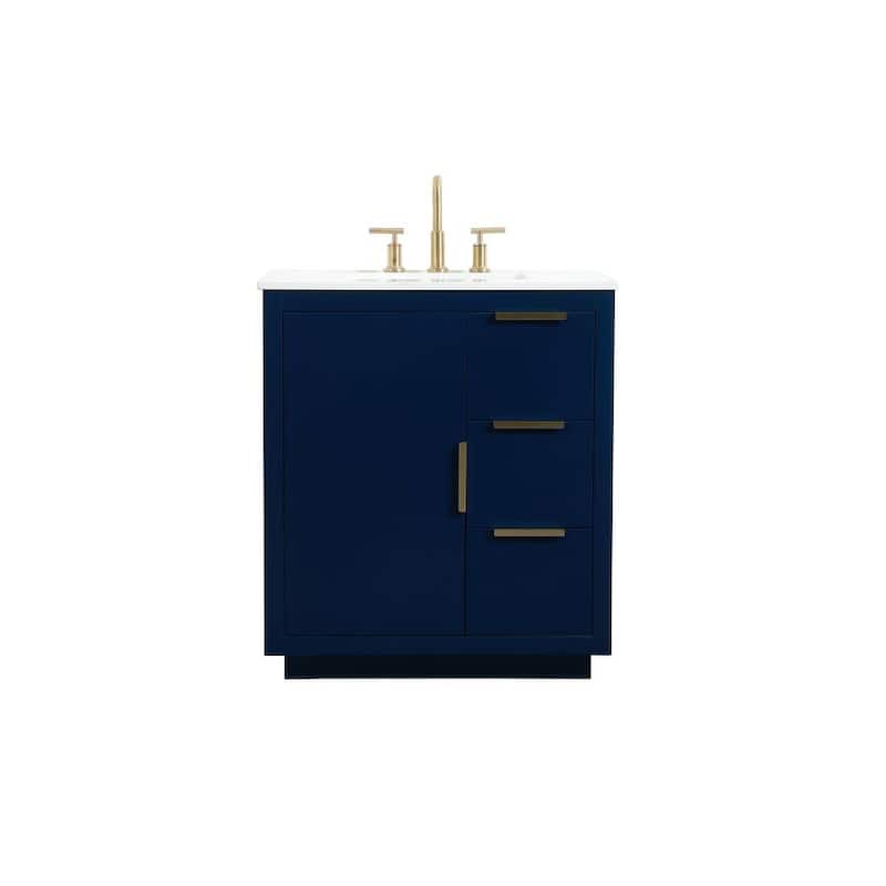 Elegant Lighting VF19430 Blake 30" Free Standing Single Basin Vanity - Blue - Painted