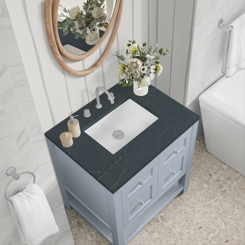 Breckenridge 30" Single Vanity, Serenity Blue - 30 - Charcoal Soapstone