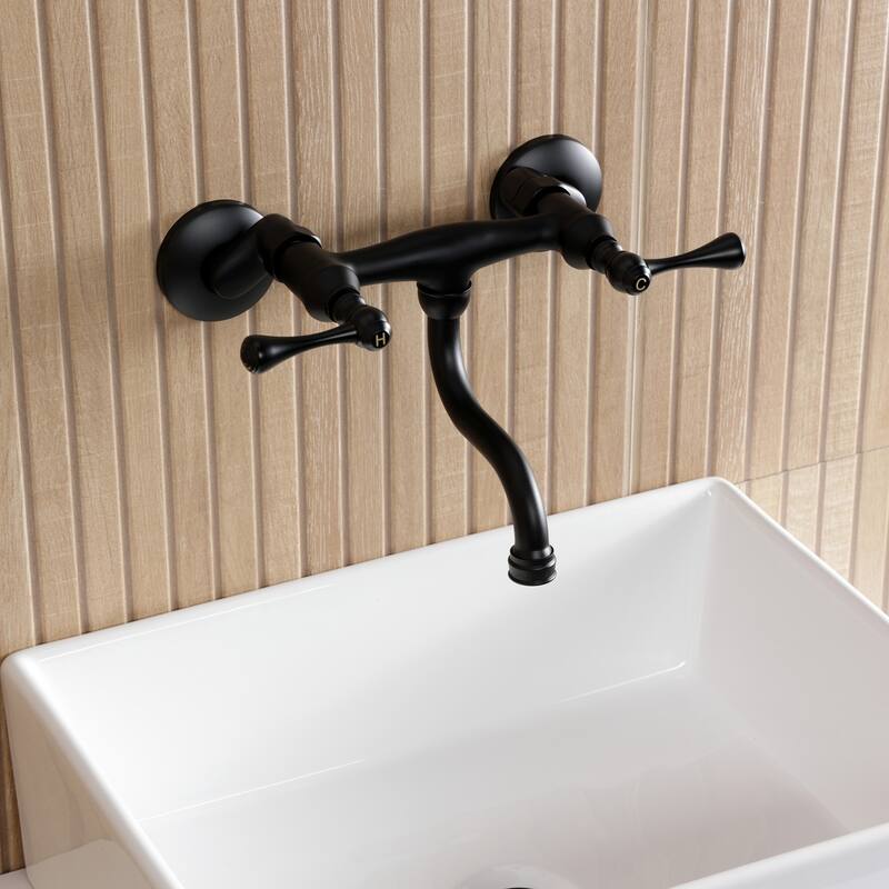 Kingston Brass Kingston Two-Handle 2-Hole Wall Mount Bathroom Faucet