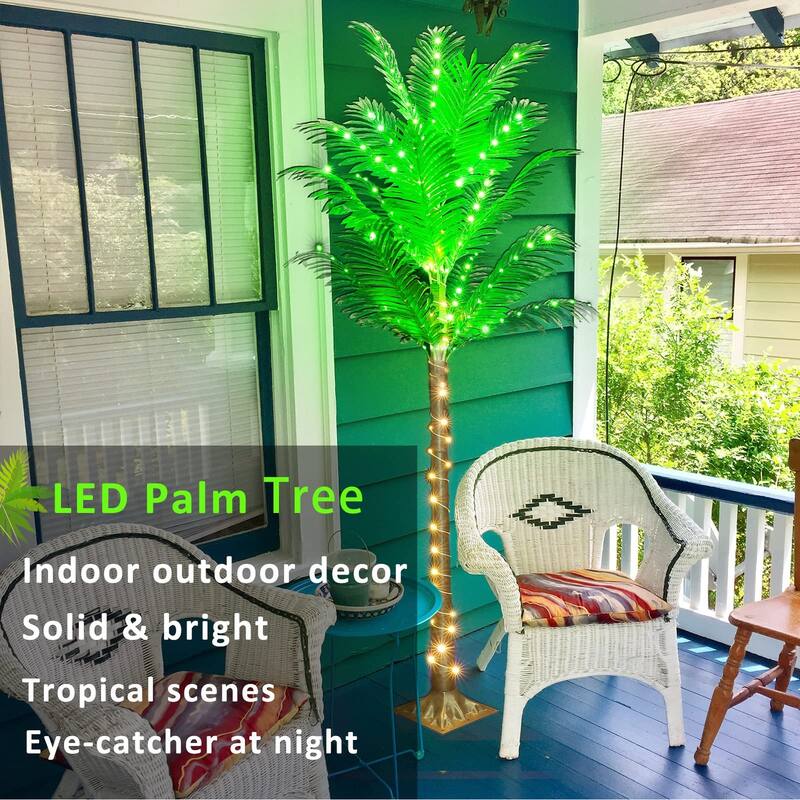 6FT 141 LED Lighted Palm Trees, Artificial Palm Trees Lights, Light Up