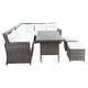 preview thumbnail 9 of 22, SAFAVIEH Outdoor Miki 5-piece Wicker Sectional Patio Dining Set