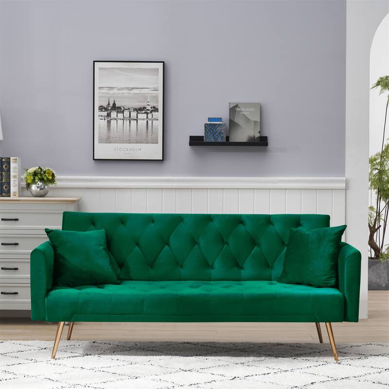 Modern Convertible Double Folding Living Room Sofa Bed - Green