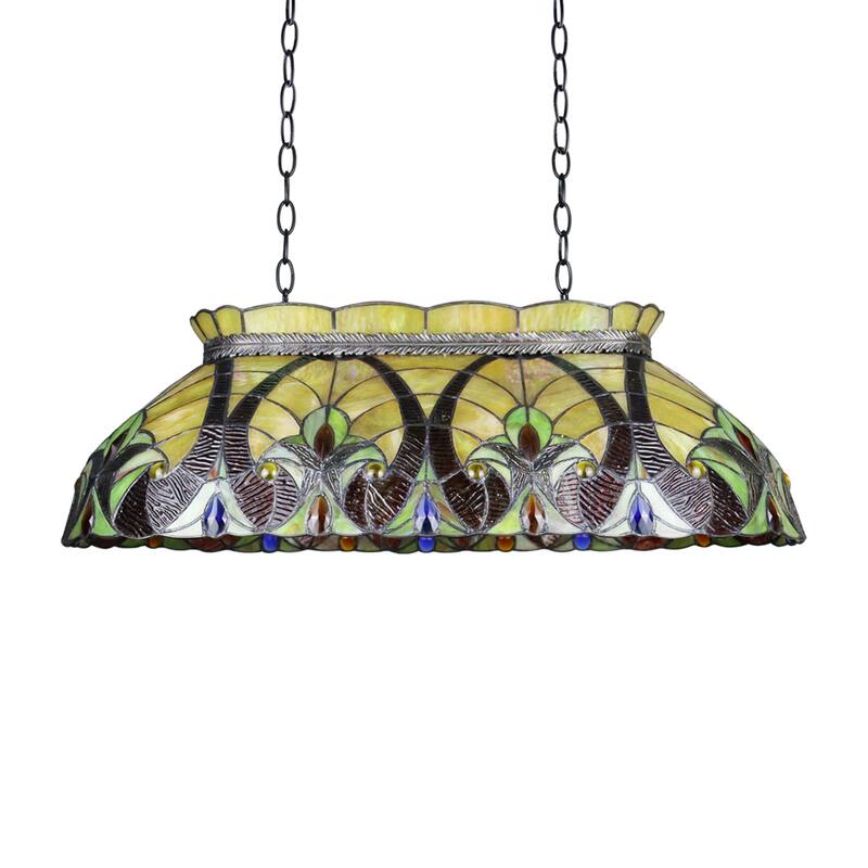 Tiffany Style Victorian Design 3-light Linear Island Fixture