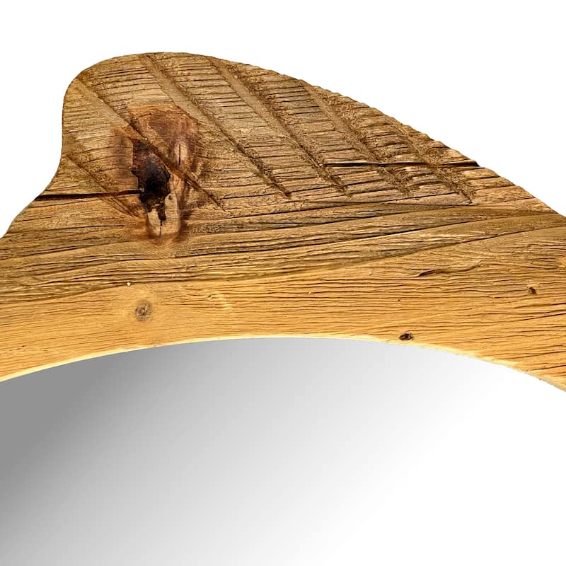 Rustic Wood Fish Shaped Wall Mirror Coastal Beach Nautical Bathroom - 13.75 X 23.75 X 1.25 inches
