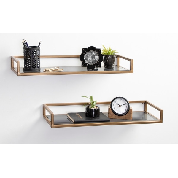 Kate and Laurel Blex Metal and Glass Wall Shelf. Opens flyout.