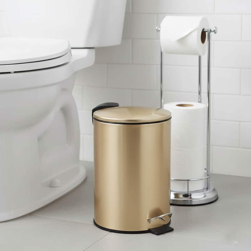 Brushed Gold Trash Can Soft Close Lid 3 Liters (0.8 Gallon) - 0.8 Gal.
