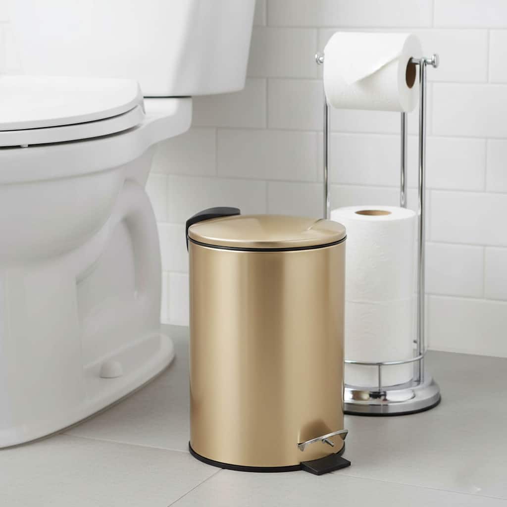 Brushed Gold Trash Can Soft Close Lid 3 Liters (0.8 Gallon) - 0.8 Gal.