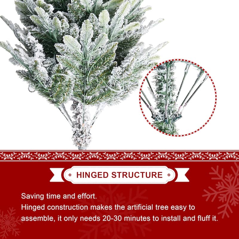 Glitzhome 15FT Pre-Lit Slim Fir or Spruce Artificial Christmas Tree with 1500/1400 Warm White LED Lights