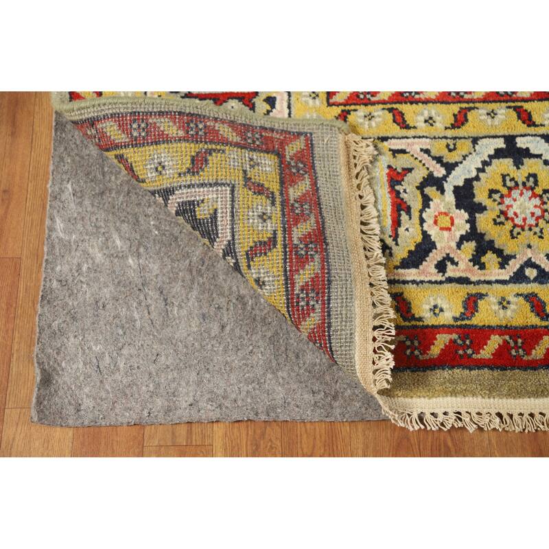 Green Geometric Viss Indian Area Rug Hand-Knotted Wool Carpet - 8'7" x 11'9"