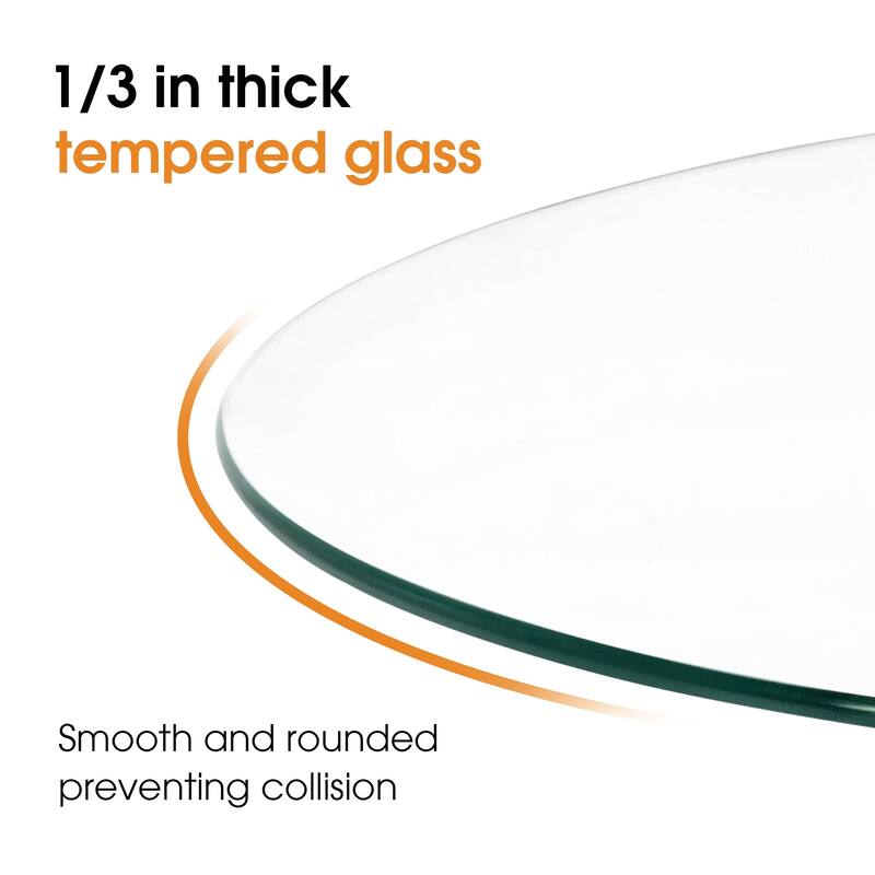 ivinta Round Glass Coffee Table, 31.5" Modern Small Center Table with Tempered Glass Top and MDF Legs
