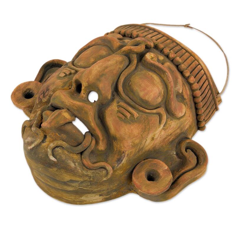 Novica Maya Lord Kinich Aha Ceramic mask