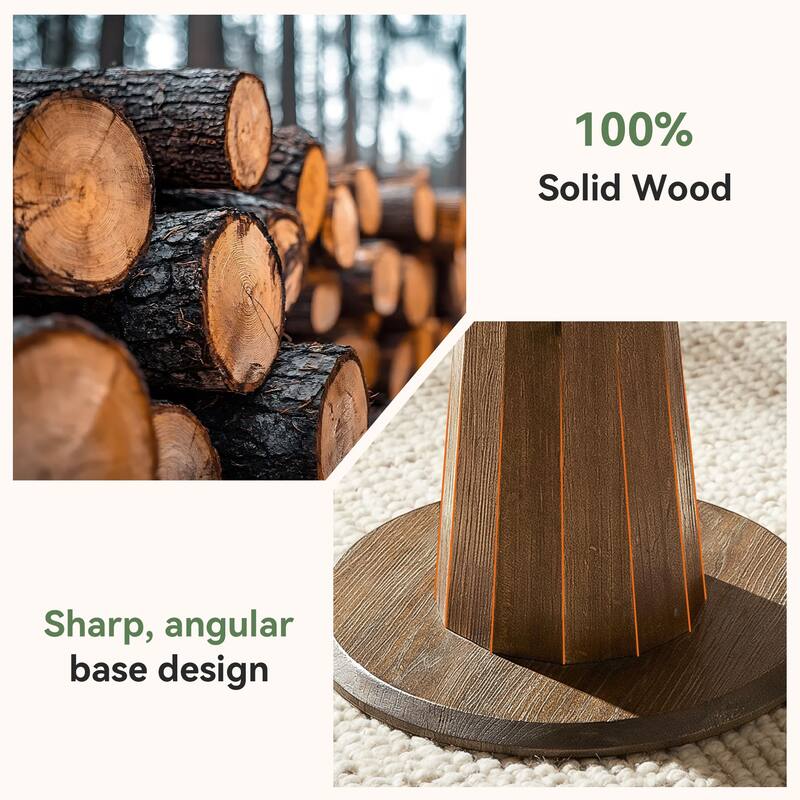 19.69" Solid Wood Stump Nightstand, Rustic Side Table