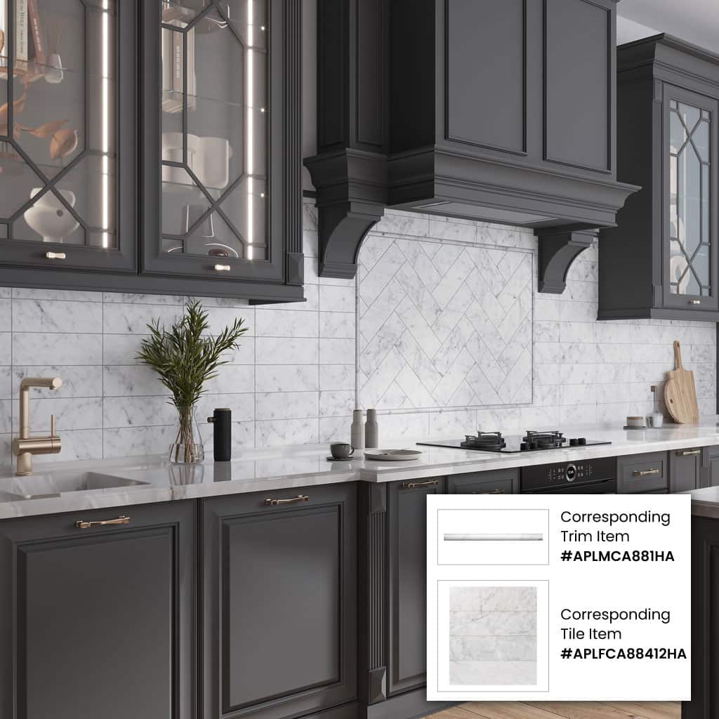 Apollo tile 4 x 12 Grandis Honed White Bianco Carrara Marble Tile (5 sq ft/case) - 15 Pack