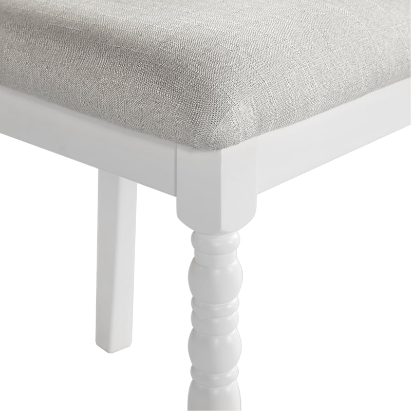 Farmhouse Linen Upholstered Dining Chairs Set of 6 with Solid Wood Legs