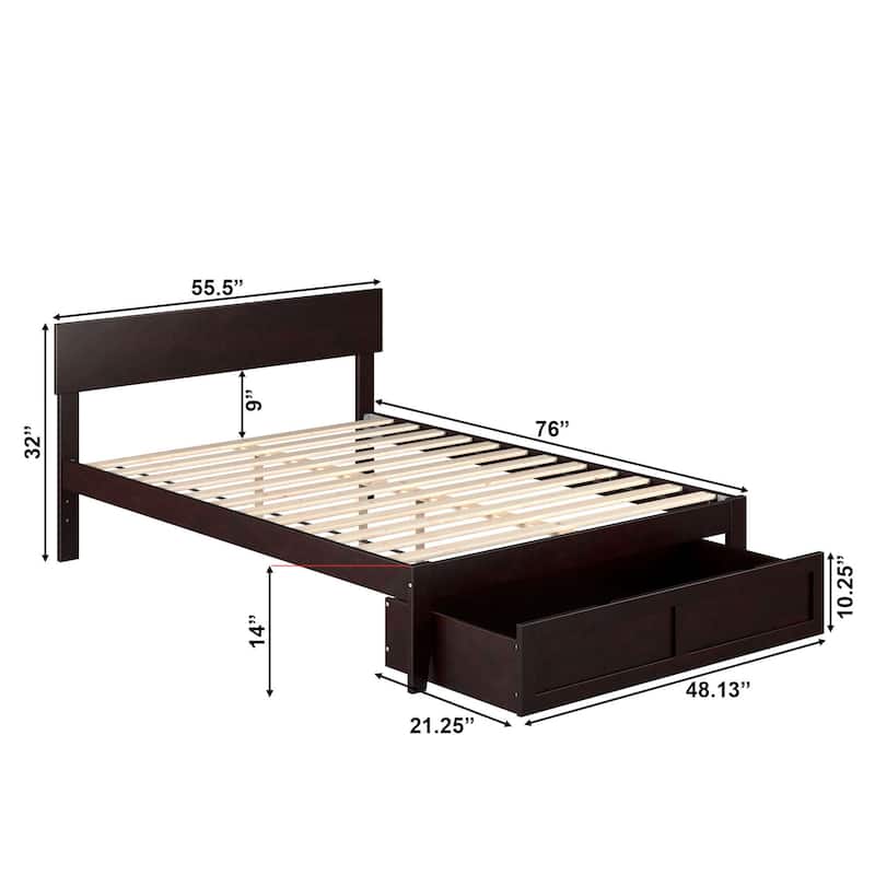 AFI Boston Platform Bed with Foot Drawer