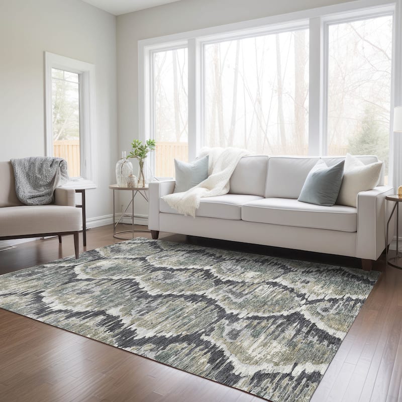 Machine Washable Indoor/ Outdoor Chantille Contemporary Abstract Rug