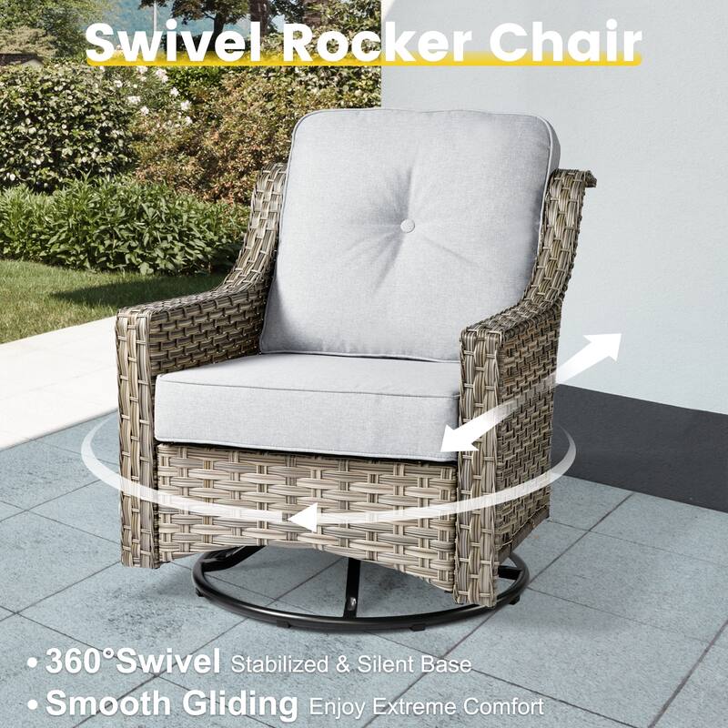 XIZZI 8-piece Rattan Wicker Outdoor Patio Furniture Set with Swivel Chair