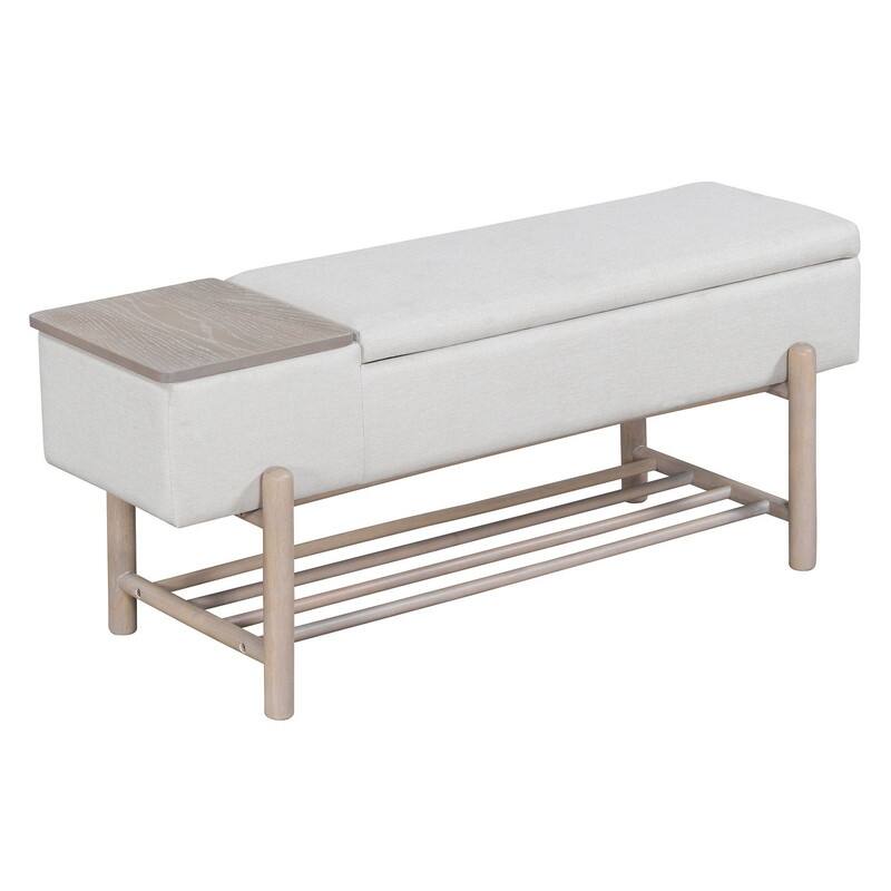 Modern 47.2" Upholstered Storage Bench with Hidden Compartment for Entryway and Living Room