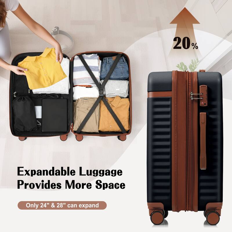 Luggage Set of Three, ABS Hard Shell Luggage with Spinner Wheels