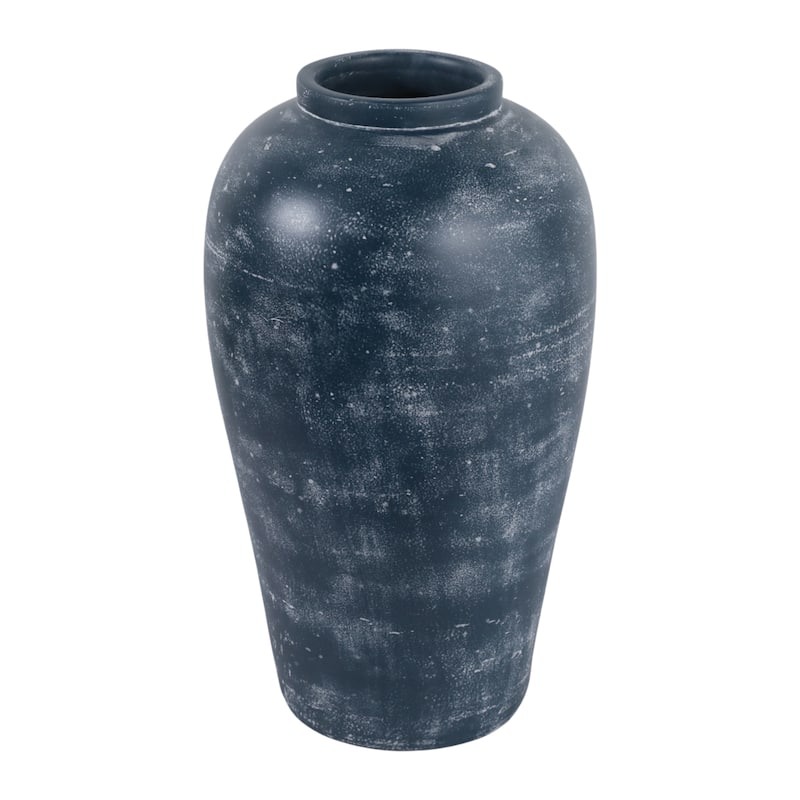 Textured Terracotta Vase with Distressed Finish - Tall Flower Vase