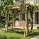 preview thumbnail 1 of 10, Solid Cedar Wood Pergola Swing, 2-Person Outdoor Wooden Swing Bench with Frame, Heavy Duty Patio Arbor Swing