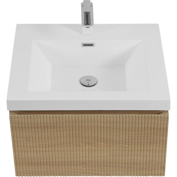ABRUZZO Floating Vanity with Integrated Top Sink Soft-Close Wall-Mount Bathroom Cabinet