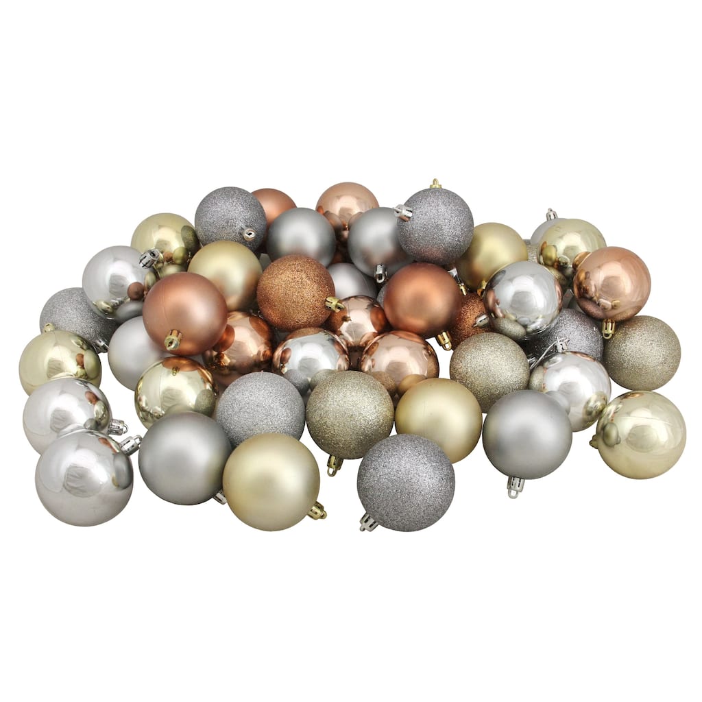 60ct Earth Tone Shatterproof 3-Finish Christmas Ball Ornaments 2.5"