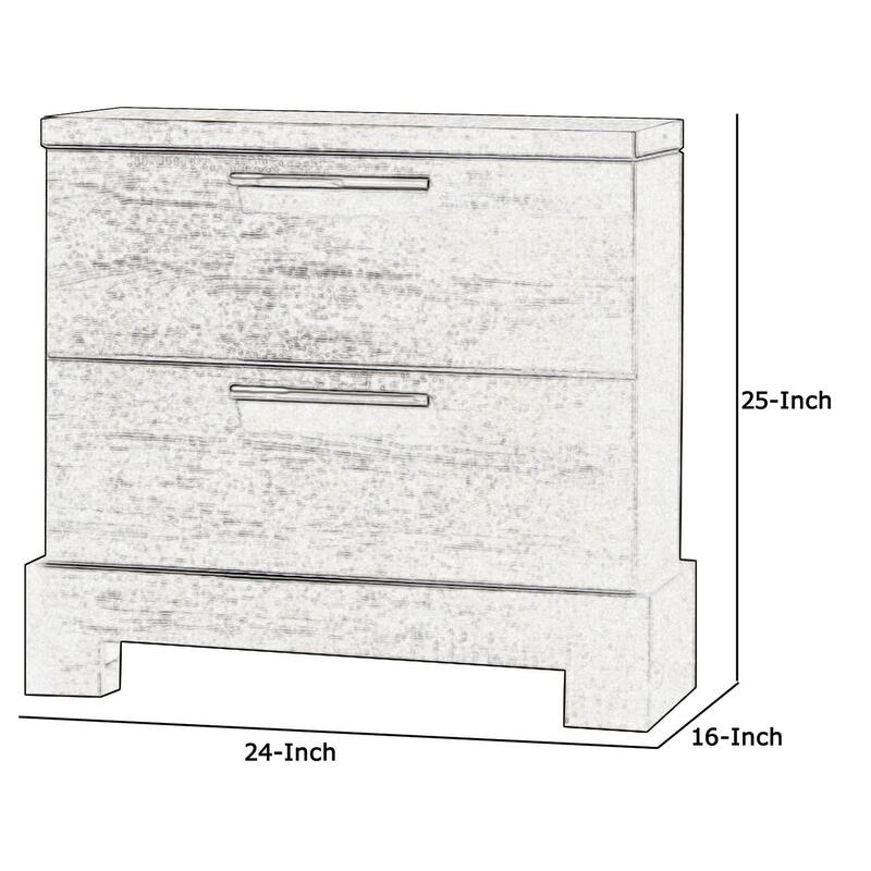 Gray 2 Drawer 16 in. W Nightstand with Sturdy Drawer Pulls