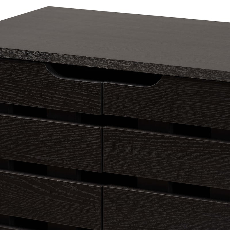 Ernest Dark Brown Finished Wood 2-Door Shoe Storage Cabinet