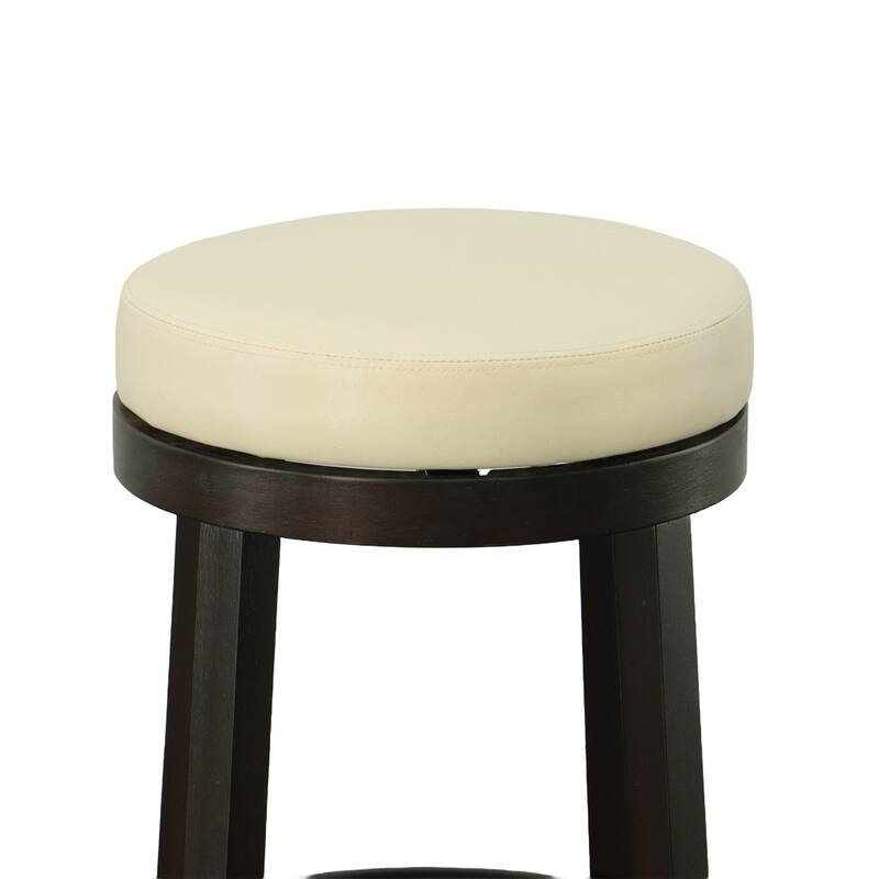 Faux Leather Swivel Bar Stools Set of 2 Finish Espresso Wood