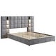 preview thumbnail 15 of 18, Christopher Knight Home Modern Upholstered Velvet Platform Bedframe & Headboard with Lamps and USB Ports, Grey