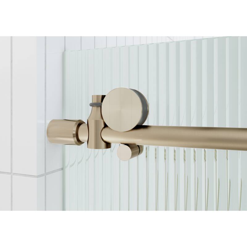 Galaxy 60 in. x 60 in. Fully Frameless Fluted Glass Sliding Bathtub Doors - Righthand