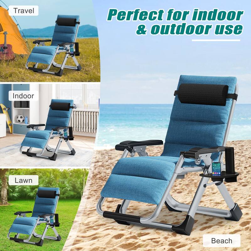 DoCred Zero Gravity Chair Lawn Lounger Chair with Pillow 2pcs
