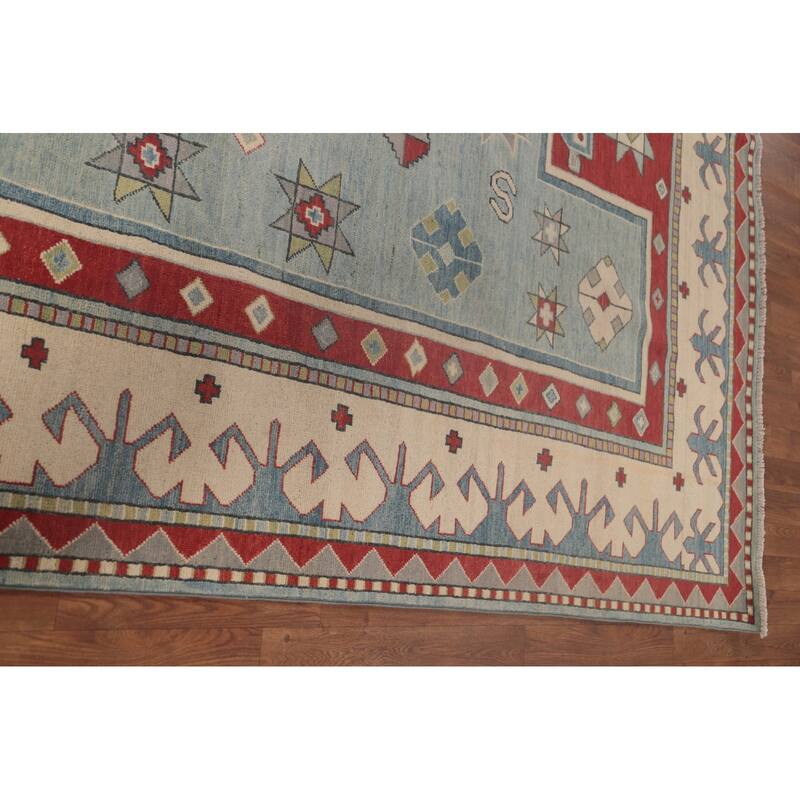Geometric Kazak Oriental Area Rug Handmade Traditional Wool Carpet - 6'11" x 9'5"