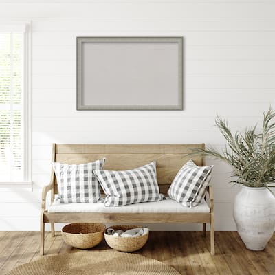 Elegant Brushed Pewter Narrow Framed Grey Corkboard Bulletin Board