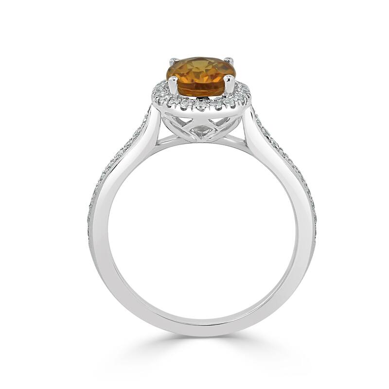 Auriya 1 9/10ct Fancy Oval Citrine Halo Diamond Engagement Ring 1/4ctw 14k Gold