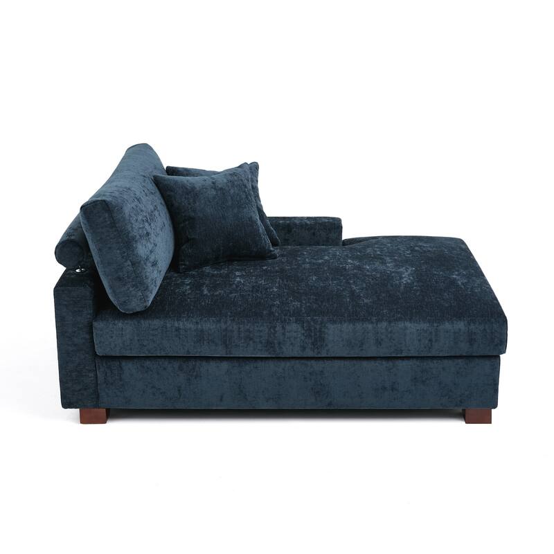 40.8"W Modern Chenille Upholstered Chaise Lounge with Pillow