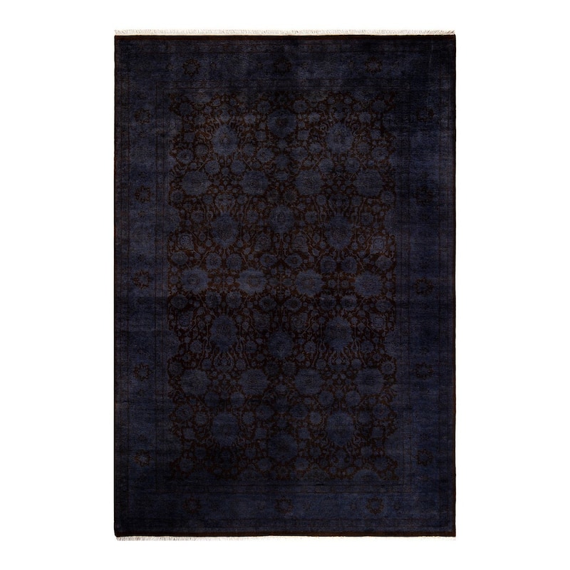 Overton Hand Knotted Wool Vintage Inspired Modern Contemporary Overdyed Purple Area Rug - 6' 1" x 9' 1"