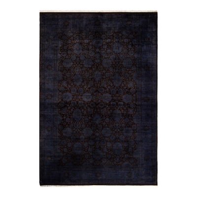 Overton Hand Knotted Wool Vintage Inspired Modern Contemporary Overdyed Purple Area Rug - 6' 1" x 9' 1"
