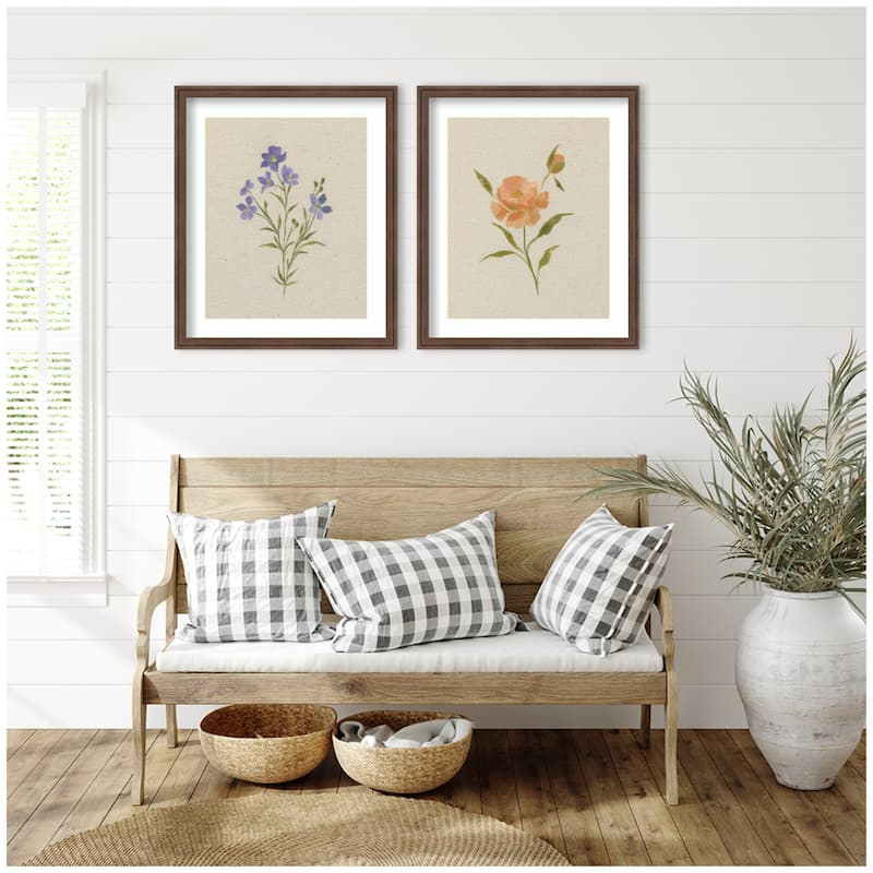 Kate and Laurel AQ Simple Blooms 2 Piece Framed Wall Art Print Set by Annie Quigley