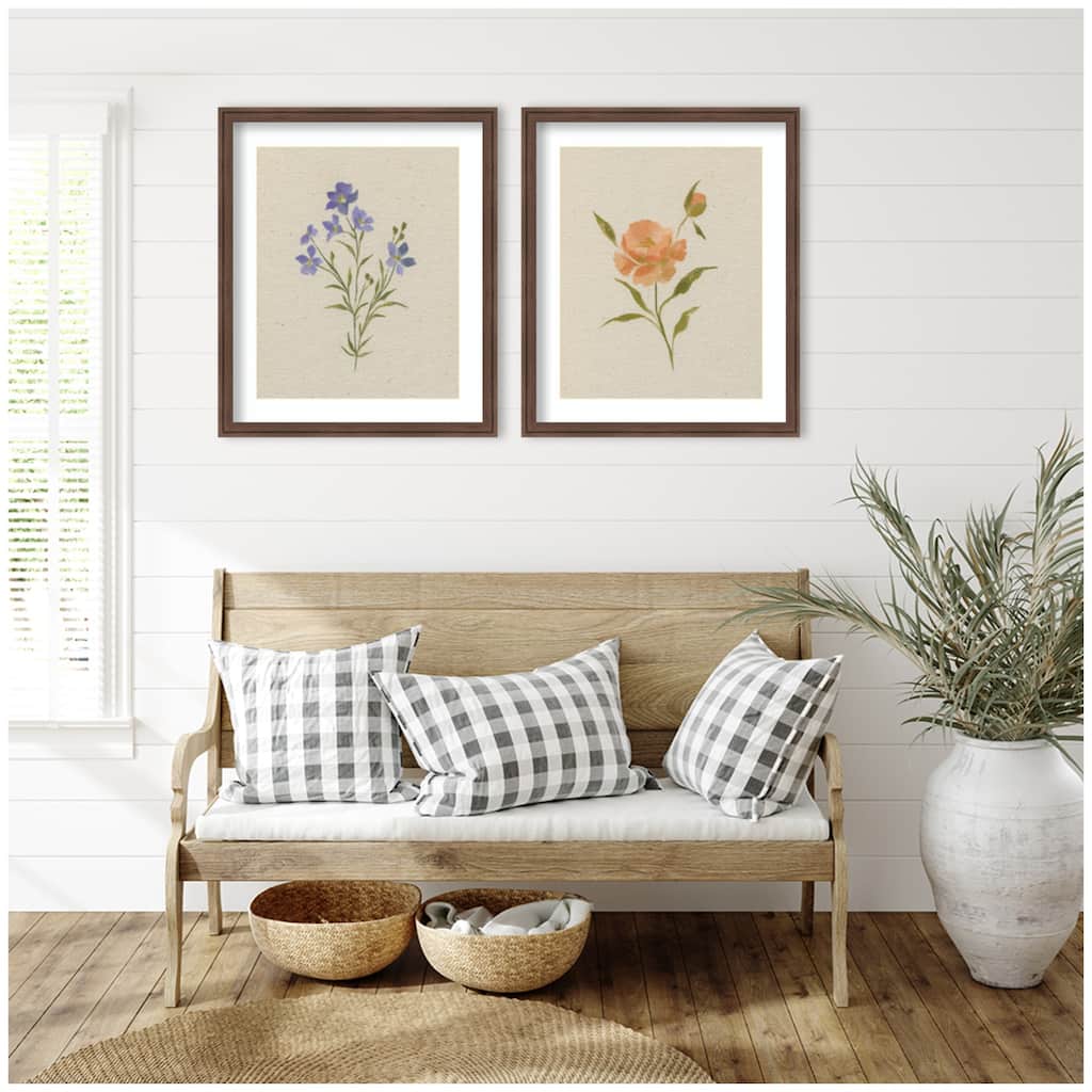 Kate and Laurel AQ Simple Blooms 2 Piece Framed Wall Art Print Set by Annie Quigley