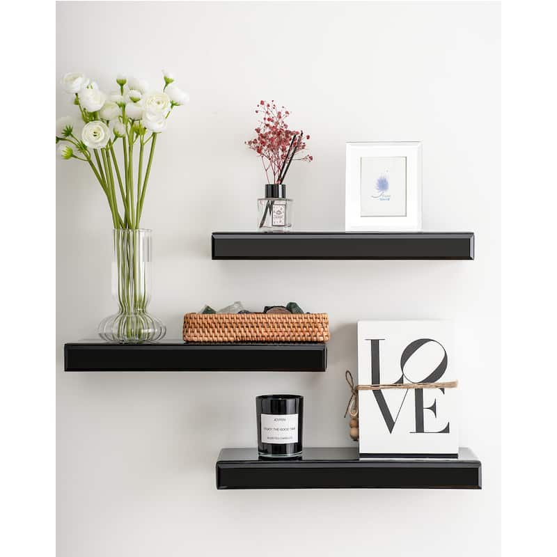 Set of 3 Mirrored Glass Floating Shelves