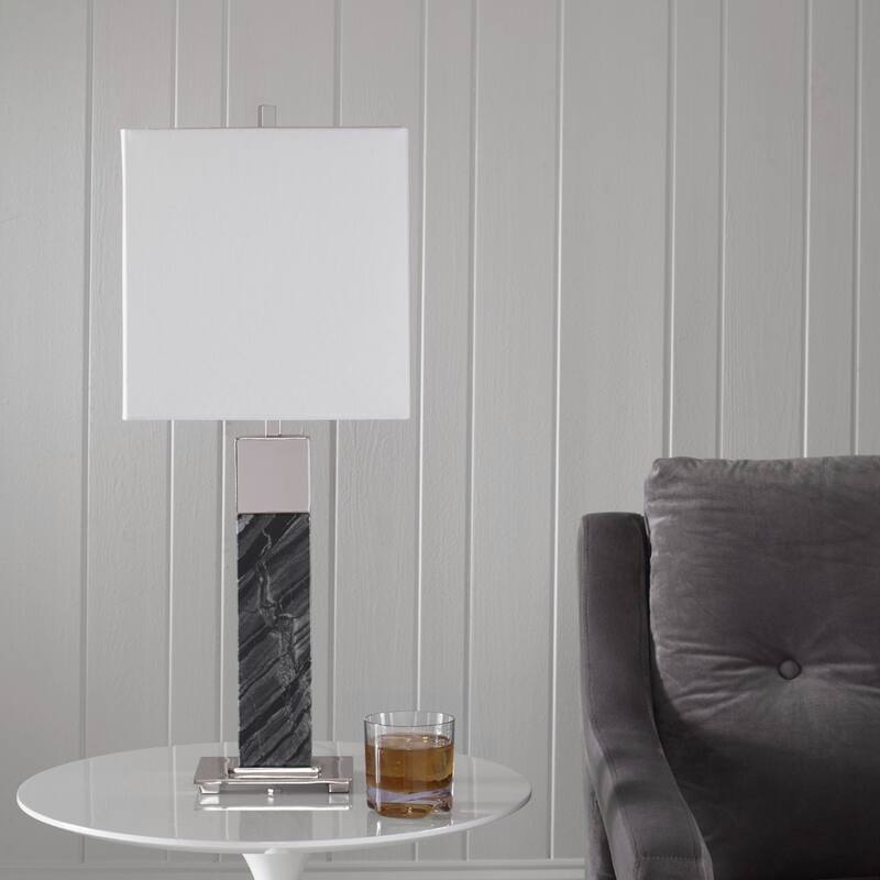 Marble Table Lamp with Square Shade - 27"