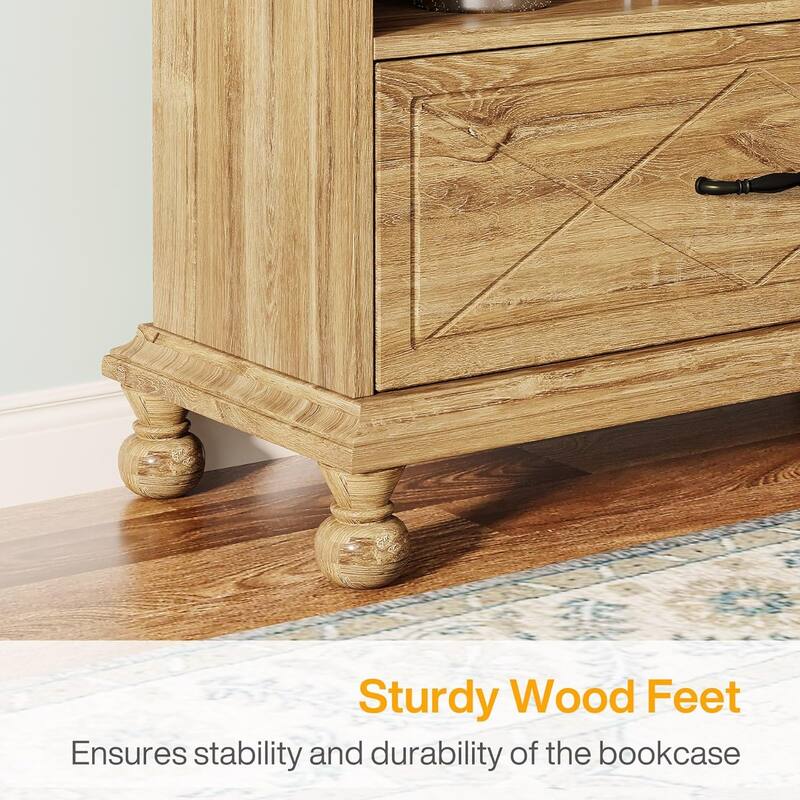 6-Shelf Bookcase Bookshelf with Drawer 71 Book Shelf for Living Room