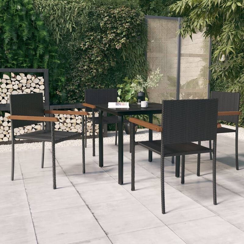 vidaXL Patio Dining Set Outdoor Dining Set Garden Table and Chair Set Black